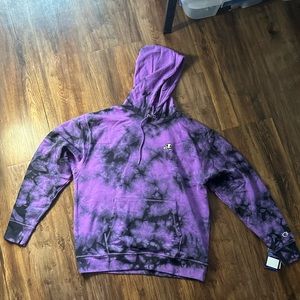 Purple tie die champion hoodie open to negotiation